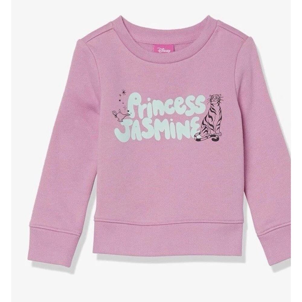 Disney Princess Girls Fleece Pullover Crew Sweatshirt Jasmine Purple